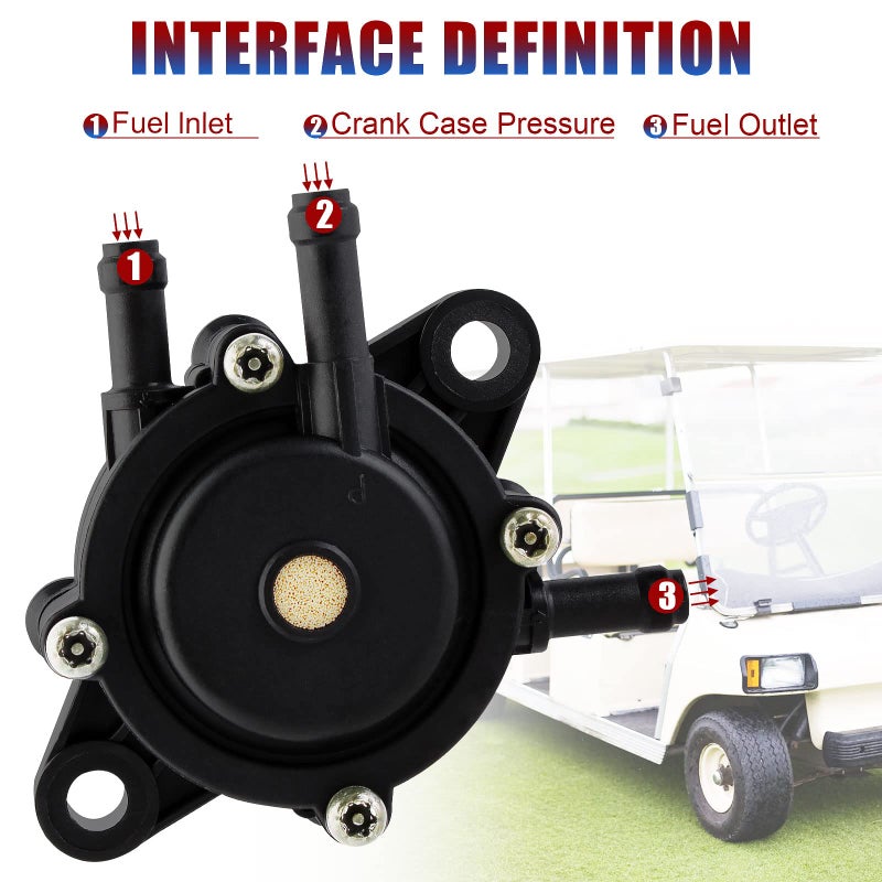 YOFMOO Fuel Pump Compatible with EZGO Gas Club Car Golf Cart 295cc 350cc Robin 4-cycle Engine Kawasaki FE290 FE350 TXT RXV ST Medalist Yamaha G16-G19 G20 G22 G29 Kawasaki 2003-2008 72873G01 - Image 3